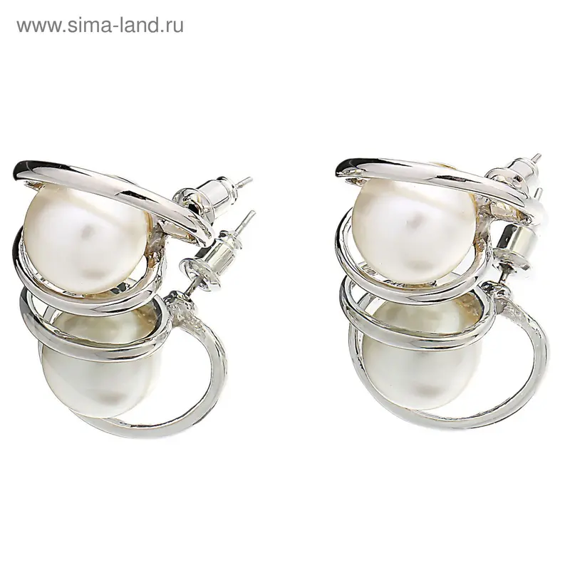 Серьги с жемчугом «Шар» классика 2,5 см