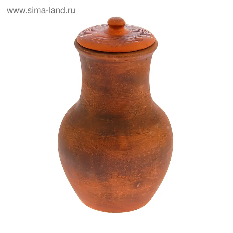 Кувшин "Крынка" 2,0л гладкий, без ручки, с крышкой