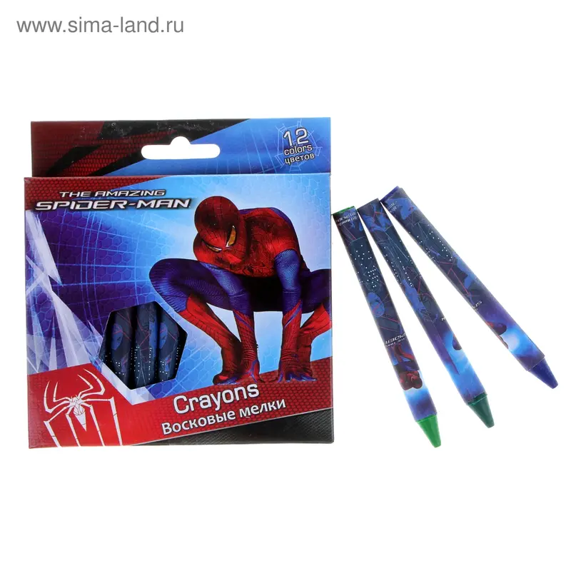 Мелки восковые 12 цветов Spiderman