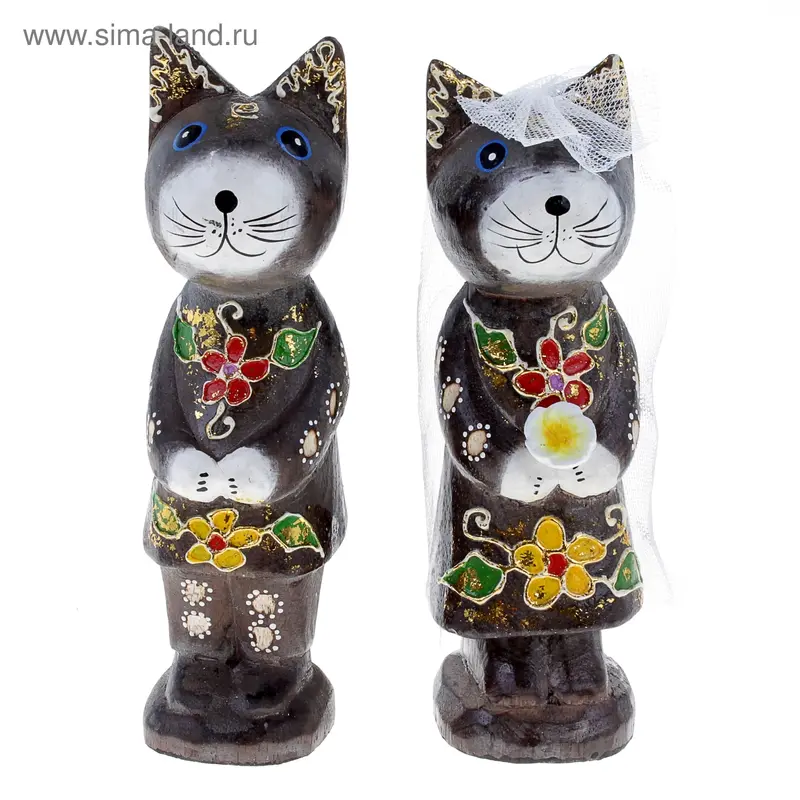 Сувенир Кот с кошкой цветные 15 см А003 албезия
