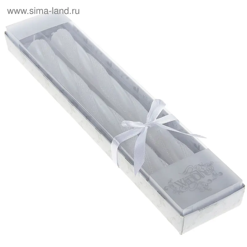 Свечи восковые витые с блестками (набор 2 шт), цвет белый