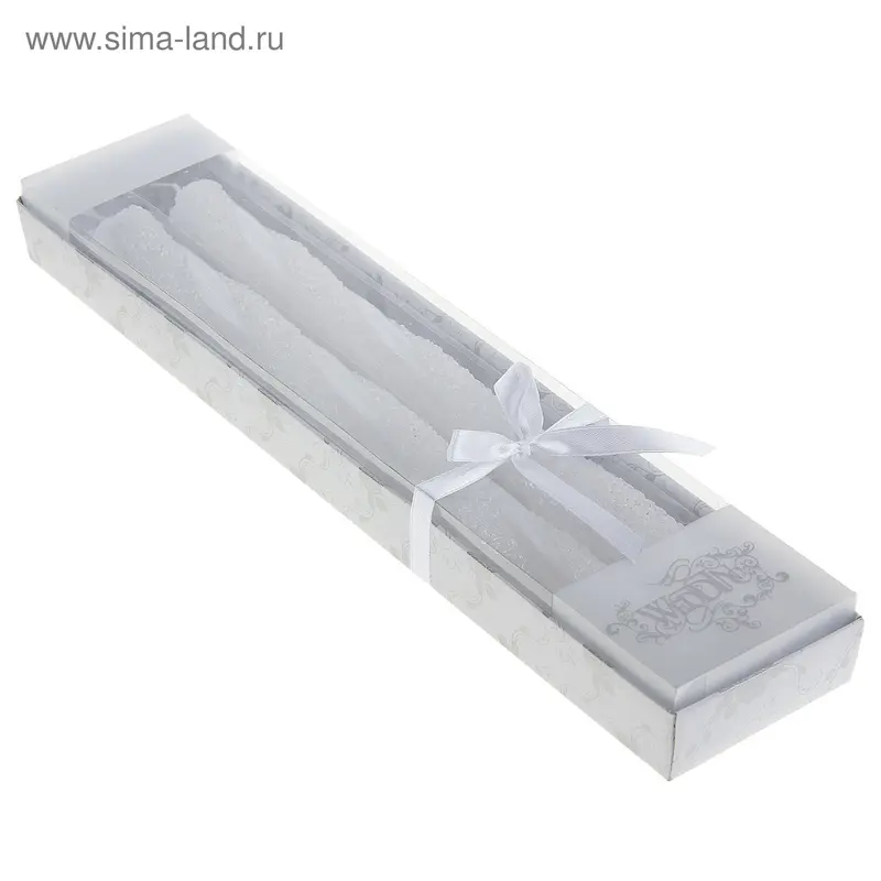 Свечи восковые витые с блестками (набор 2 шт), цвет белый