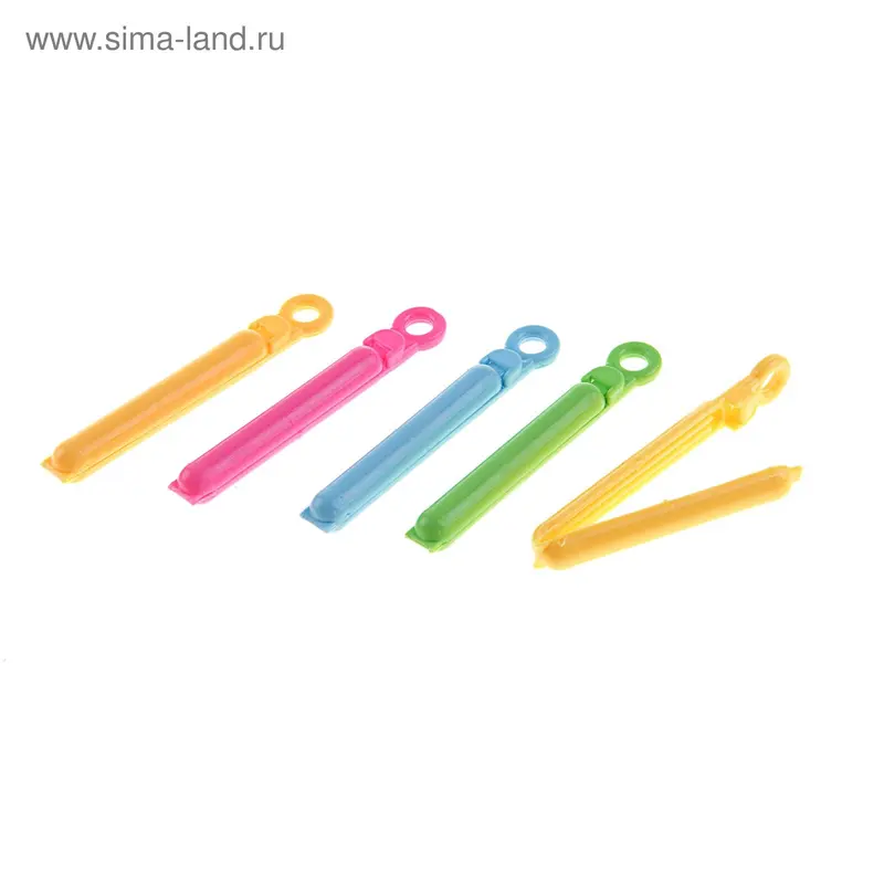Набор зажимов для пакета 5 шт, микс цвета