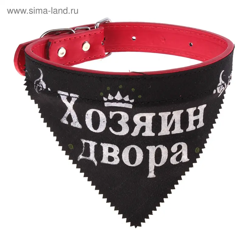 ошейник кожзам Хозяин двора (красный-черный-белый) 2,5*52 см