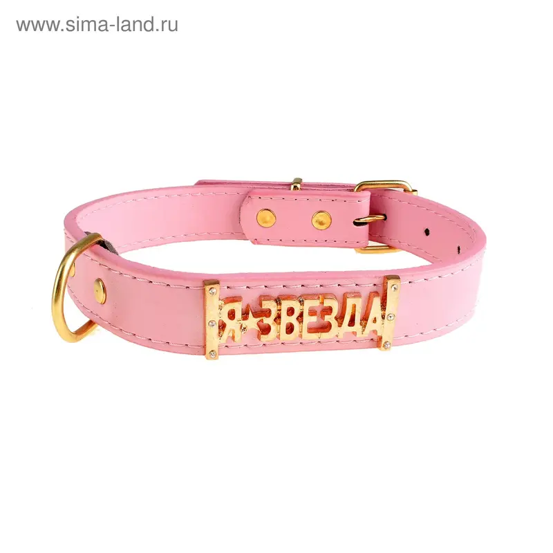 ошейник МЮНХЕН кожзам (розовый) с медальоном Я ЗВЕЗДА 2,5*45 см