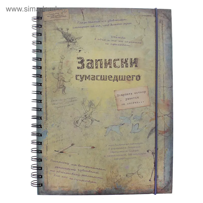 Ежедневник на гребне "Записки сумасшедшего", формат А4, 86 стр