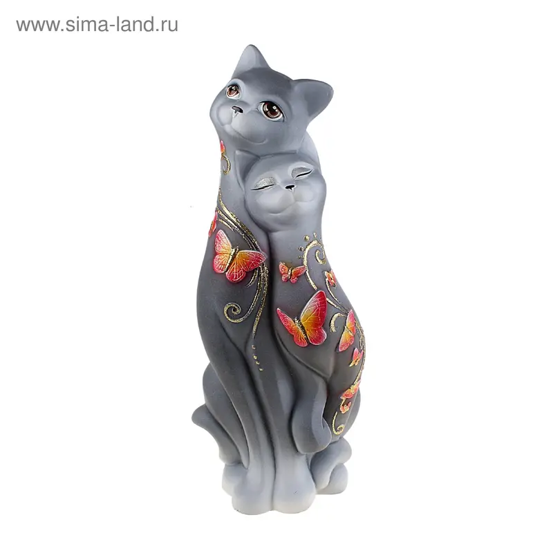 Фигура "Кошка Свидание" Бабочка серая 14х15х44см
