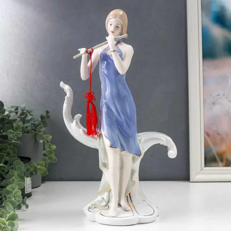 Сувенир керамика "Флейтистка" 35х18,5х12 см