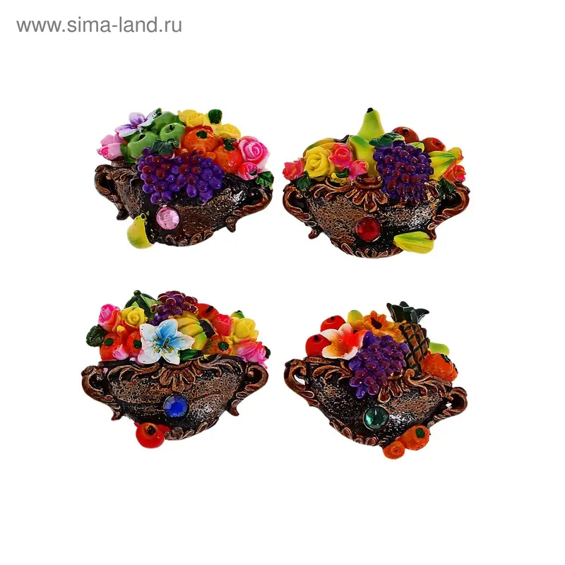 Магнит "Фрукты в старинной вазе" 6,5×5,5 см
