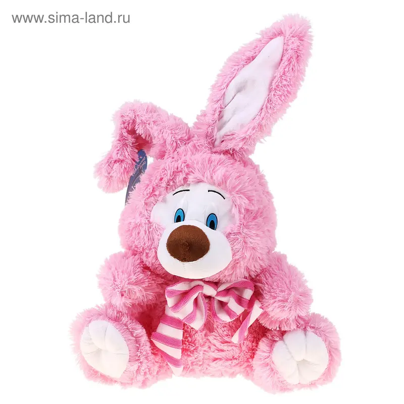 м заяц с бантом (роз.) ФЛ113р 35см