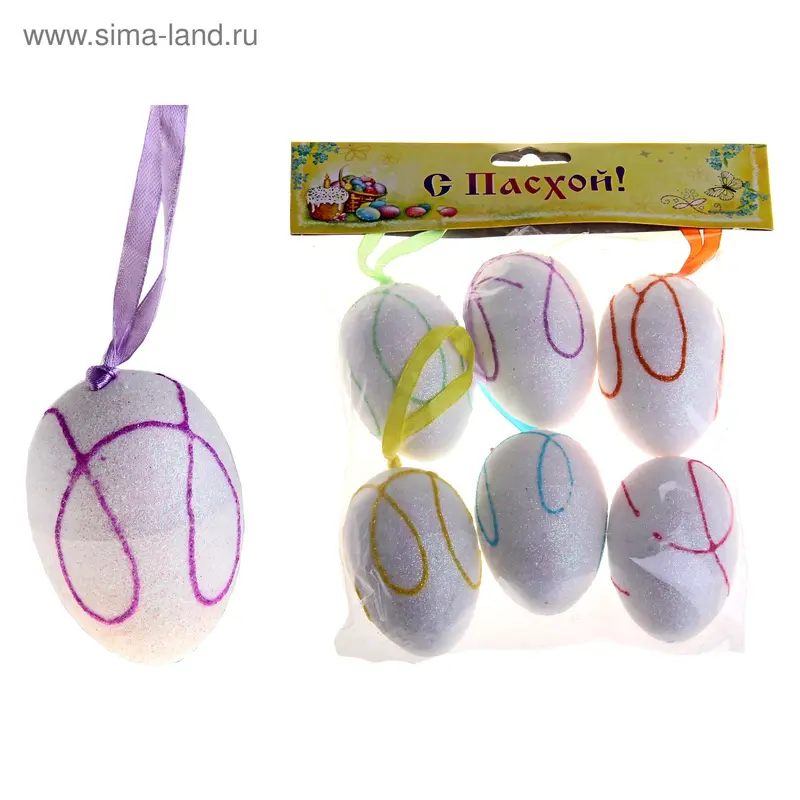 сувенир яйцо узор h=7 см (набор 6 шт) микс