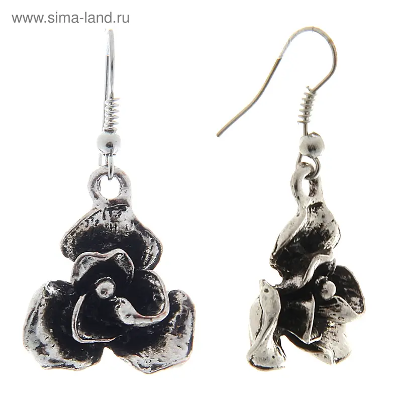 Серьги Art цветение, цвет серый