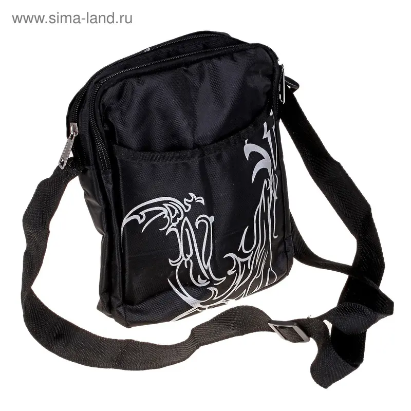 сумка молодёжная Тайфун 24*18*8см, 1отд+ 2 нар кармана, регулир ремень черный
