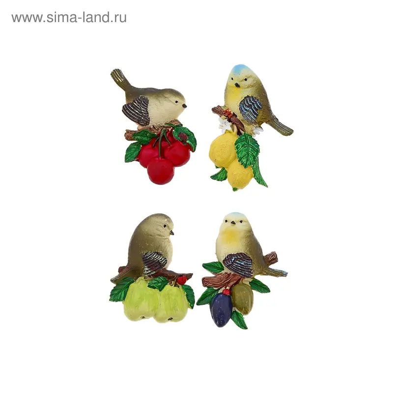 Магнит "Воробушек с фруктами" 7×5,5 см