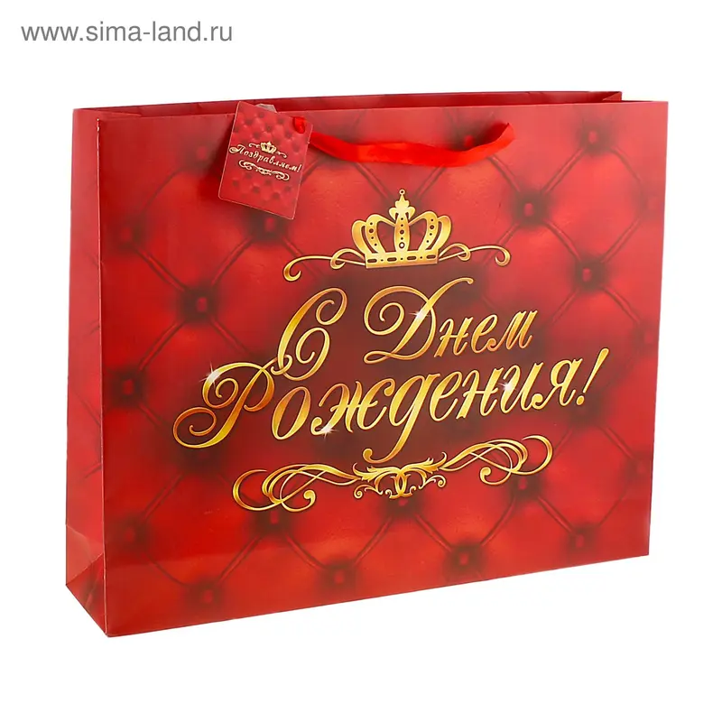 Пакет ламинированный L гориз С Днем Рождения