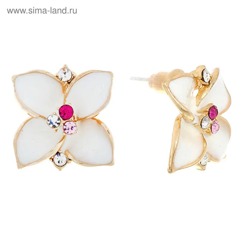 Серьги с эмалью «Лилия», цвет МИКС