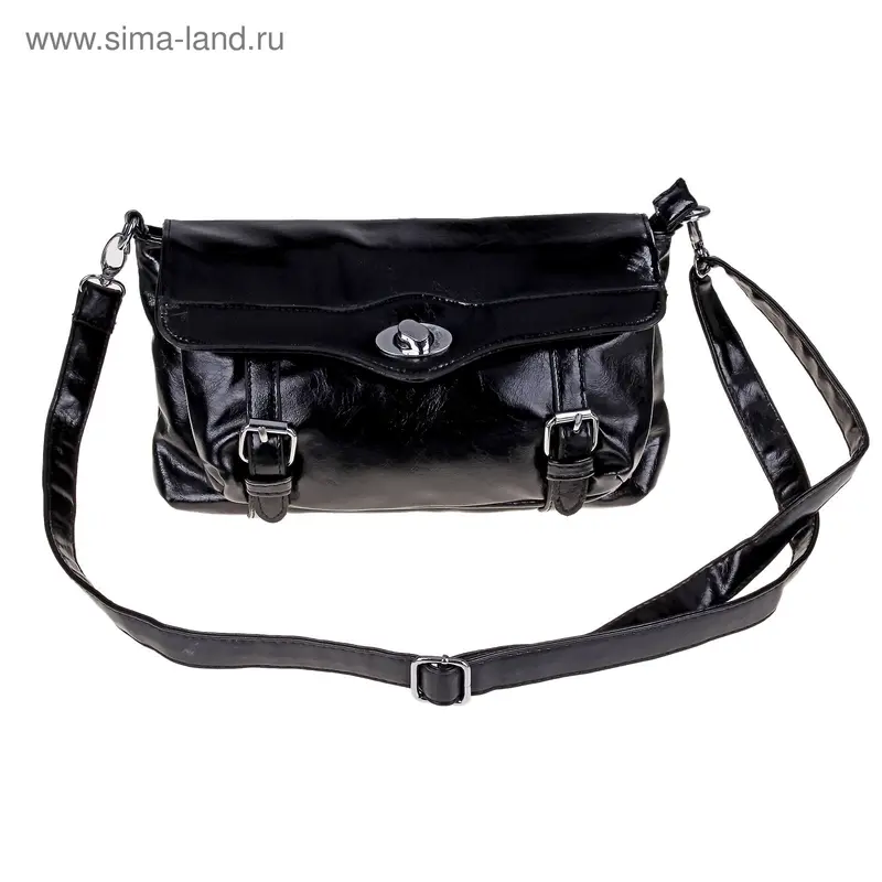 Клатч Марина 16*26*5см, 2 отд, дл. ремень, 1 нар. карман, черный