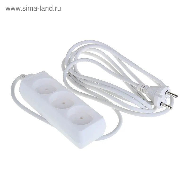 Удлинитель бытовой, 3 розетки, 3 м, без заземления, 10 А