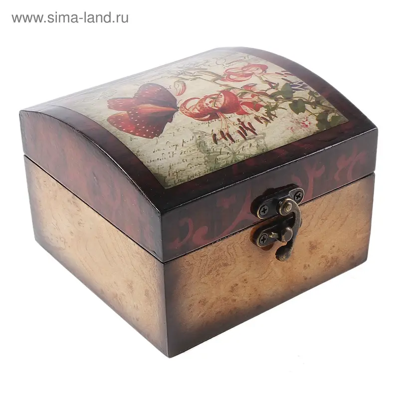 Шкатулка лак "Порхание бабочки" 13х13х9 см