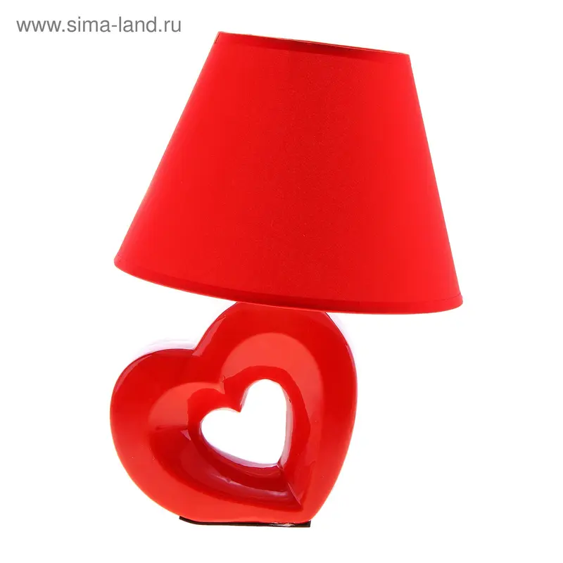 Лампа настольная "Двойное сердце", 33 см, 220V/60Вт/Е14, красная