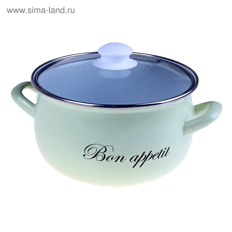 Кастрюля эмалированная 5,1 л "Лайм", крышка