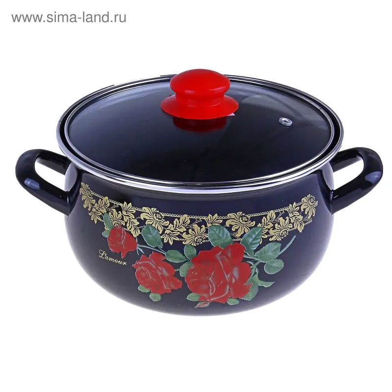 Кастрюля эмалированная 2,1 л "Лямур", крышка
