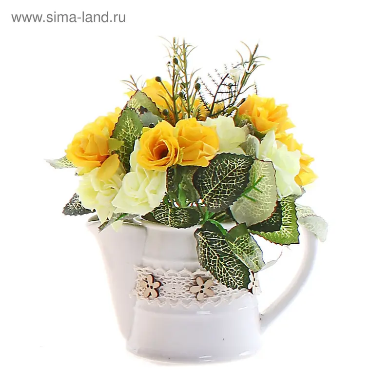 композиция мини стиль чайник 17*16 см розы