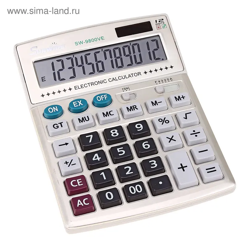 Калькулятор наст 12-разр CW-9800VE Sunwide двойное питание