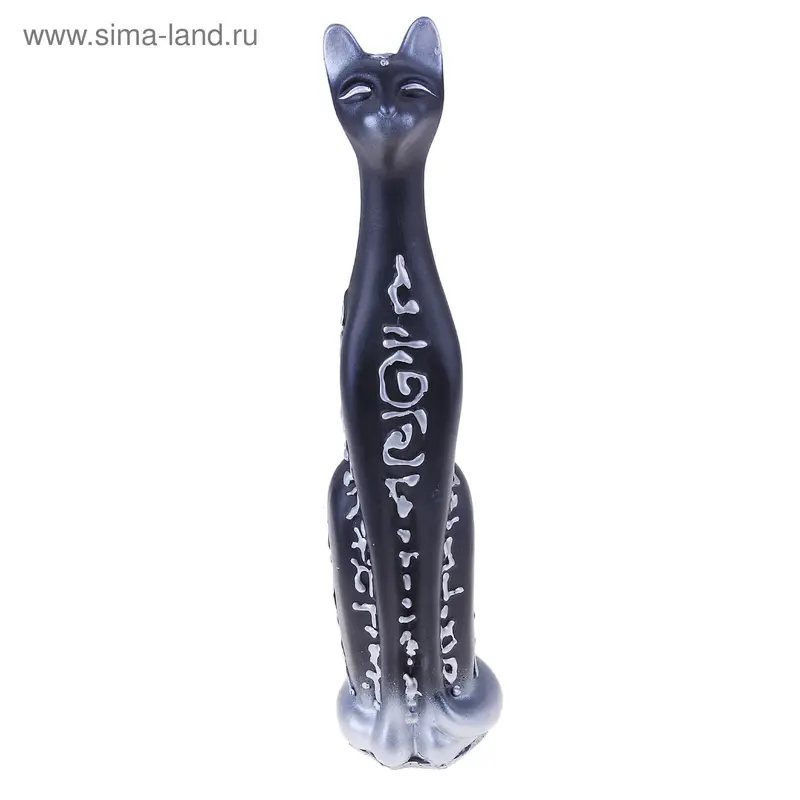 кошка Египетская Орнамент 0174 черн/серебро 30см гипс