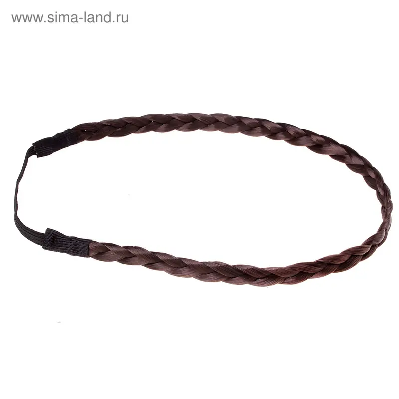 повязка для волос "Косичка" 25*1,1 см средняя каштан