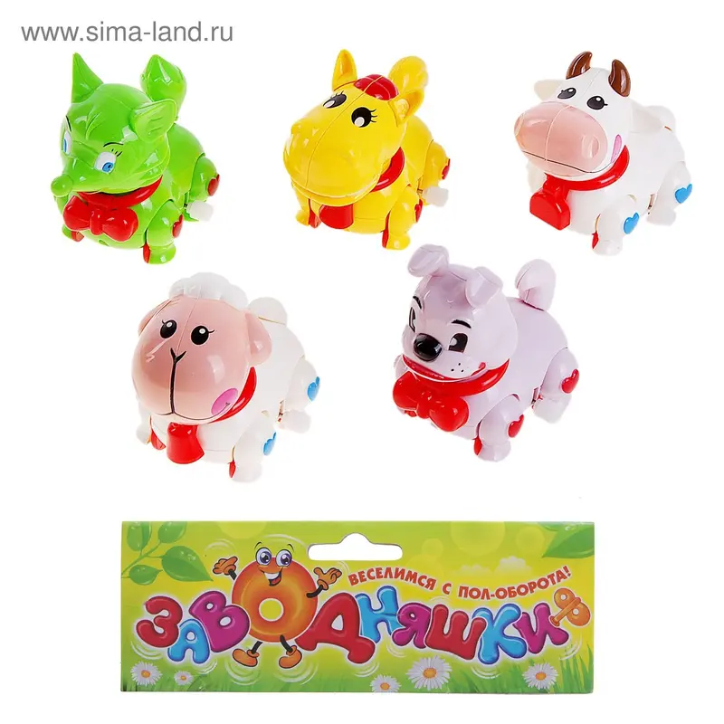 Игрушка заводная "Веселые ЗОО", бегают, МИКС