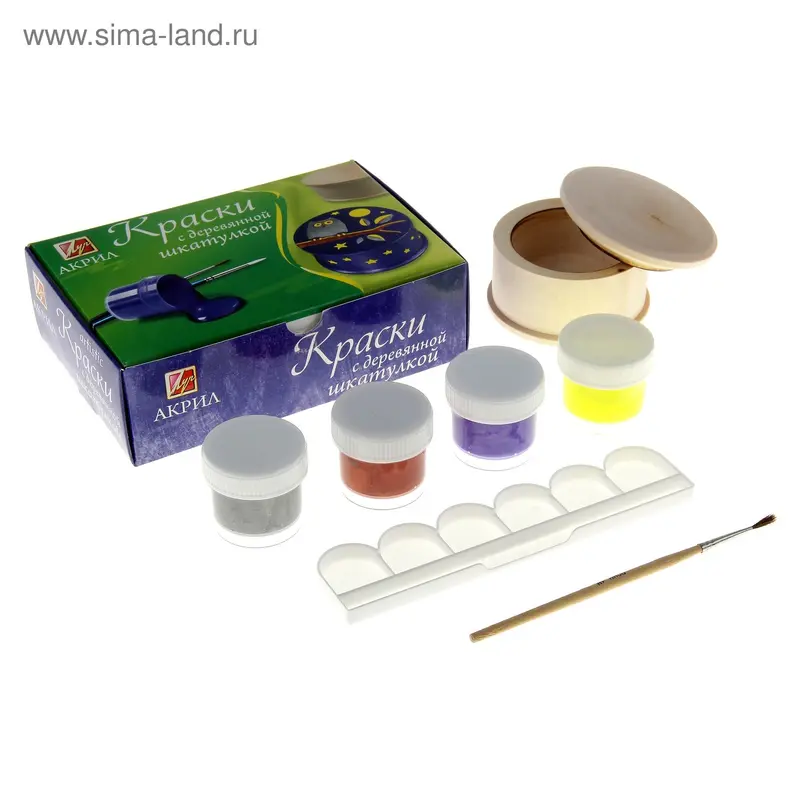 Краски акриловые 4 цветов со шкатулкой СОВА 23С 1451-08 245-140