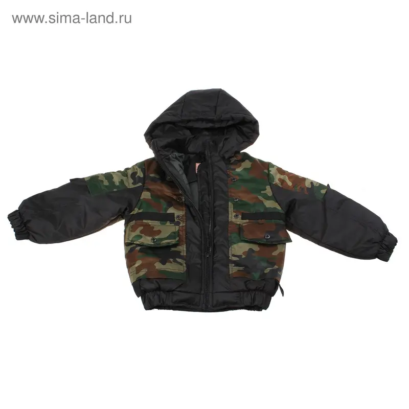 Куртка для Мальчика М194С черный/комуфляж 110/116-60