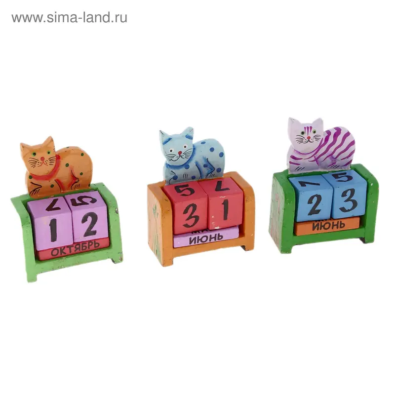 сувенир дерево календарь Котик 10х7см
