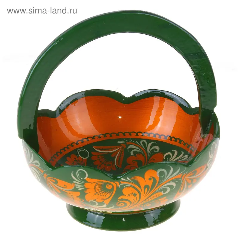 Корзинка большая «Хохлома», зелёная