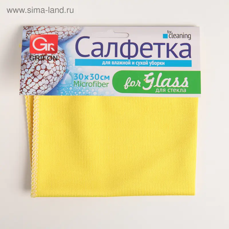Салфетка для стекла из микрофибры, 30×30 см, 1 шт