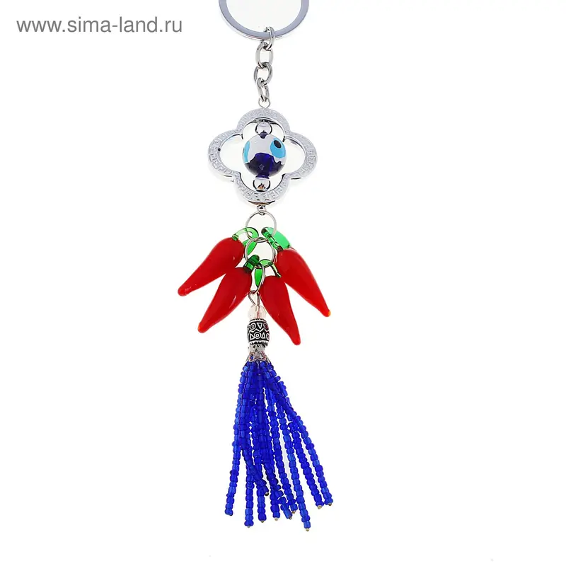 Брелок глазки "Перчики" кисточка, в ромбе