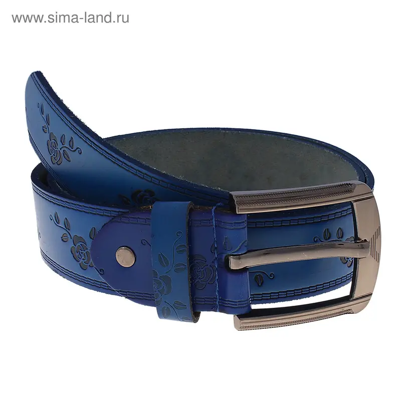 Ремень жен 06-05-03-01, 3,5*110 см, тиснение розы, синий