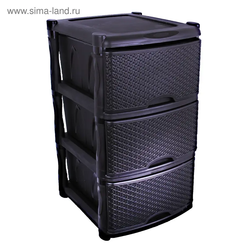 Комод 3-х секционный Rattan, цвет чёрный