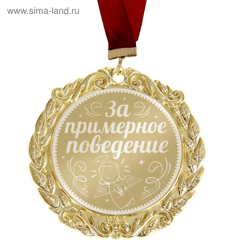 Медаль с лазерной гравировкой Юмор "За примерное поведение"