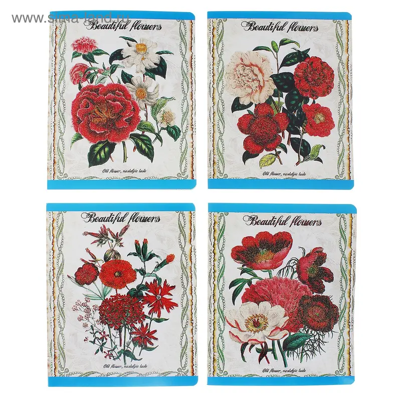 Тетрадь 48л клетка Beautiful flowers, лак, блестки МИКС