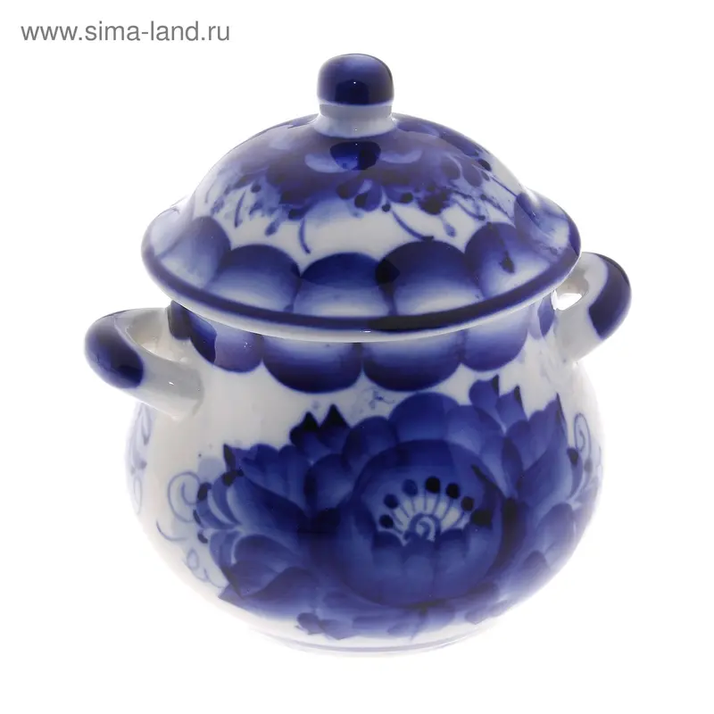 Кастрюля «Лилия», гжель, кобальт
