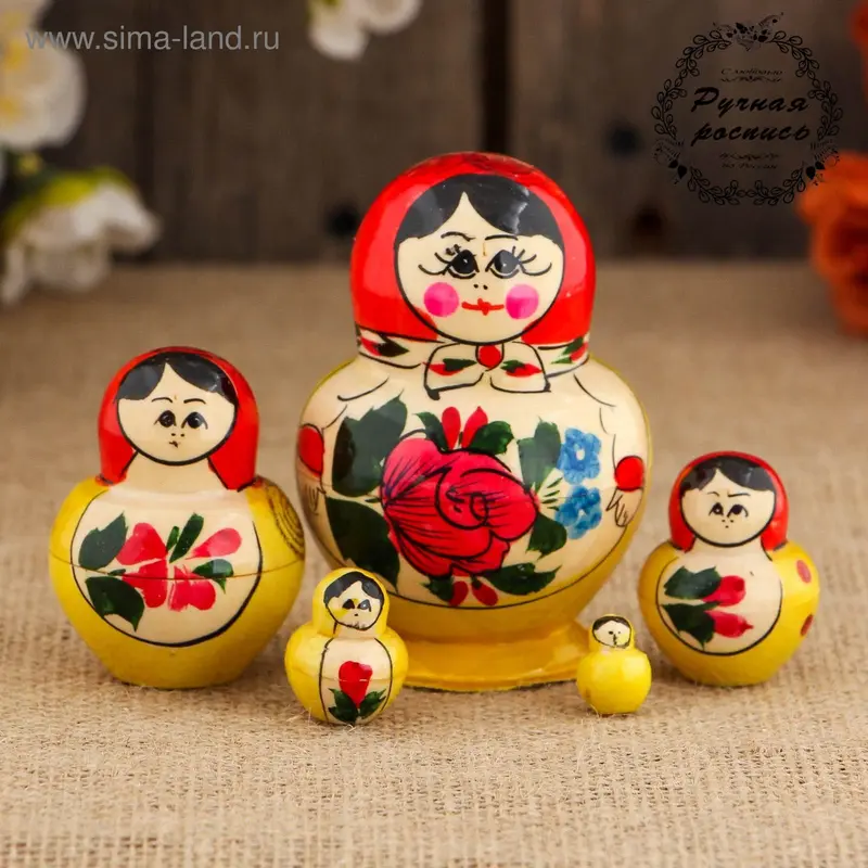 Матрёшка «Людмила», красный платок, 5 кукольная, 8-10 см
