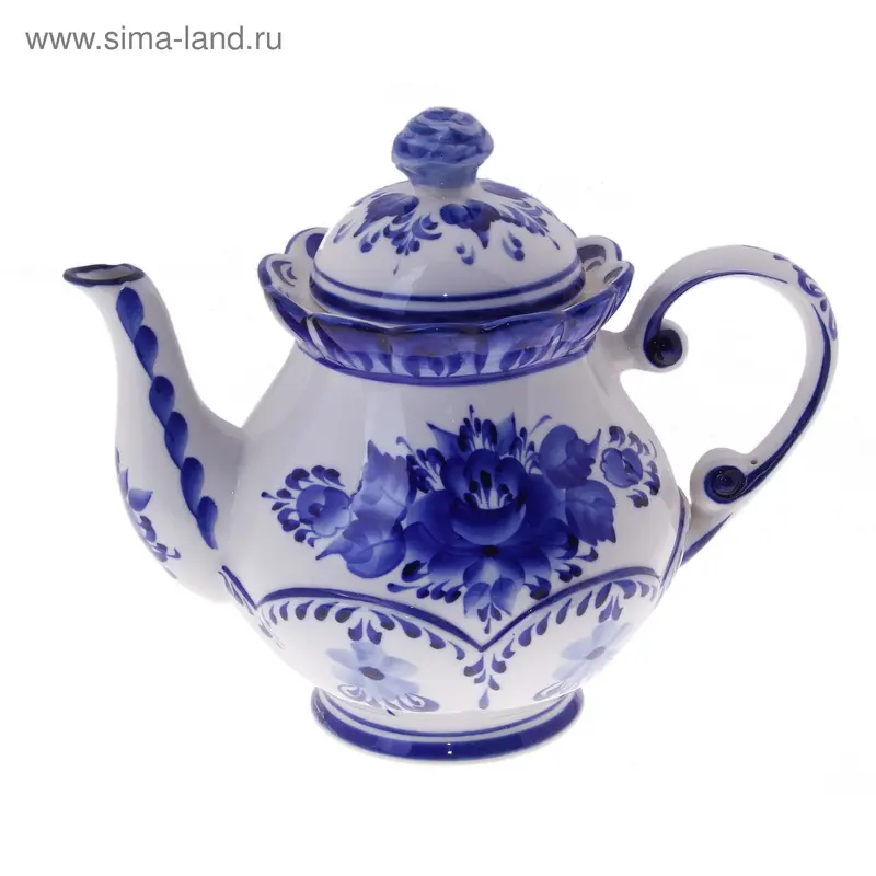 Чайник «Праздник», гжель, кобальт
