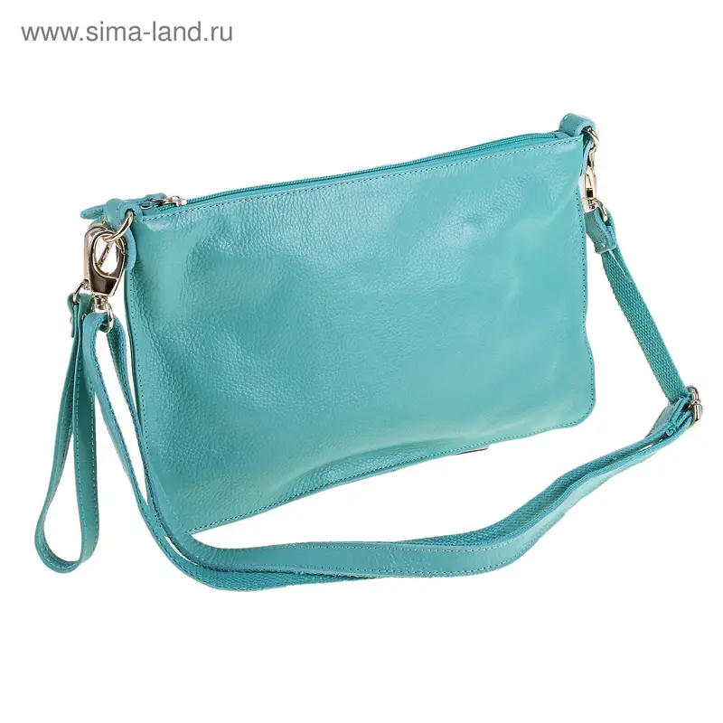 Клатч нат Ванда 30*19*2cм, 1 отд, нар.карман, ручка, дл.ремень, голубой