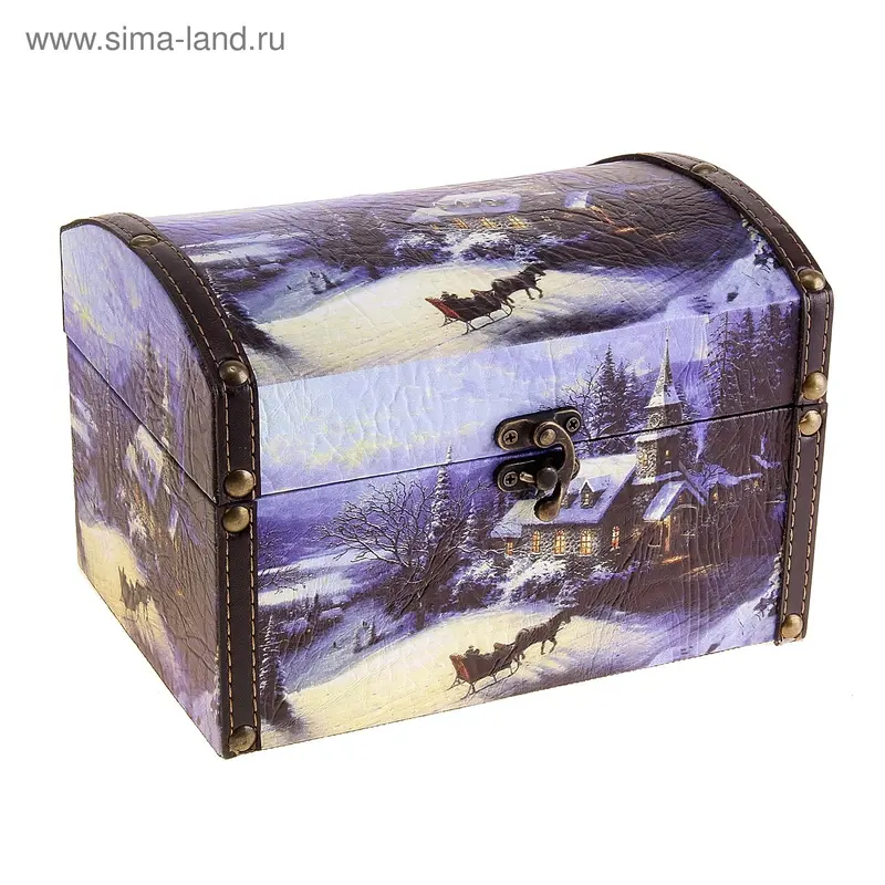 Шкатулка "Зимние катания" 20х13х14,5 см