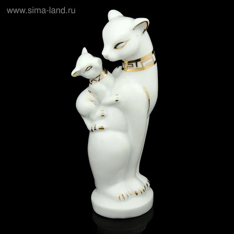 Сувенир "Кошка багира с котёнком" белая 15х5,5х4 см