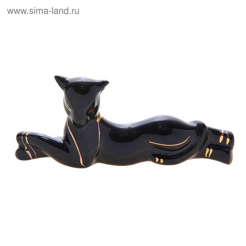 Сувенир "Кошка багира, лежащая" чёрная 14,5х3,5х6 см