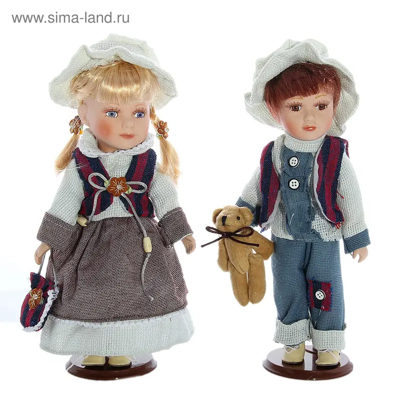 кукла коллекционная керамика Василий и Василиса (набор 2 шт) 30 см