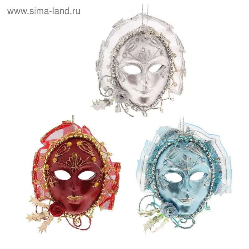 украшение новогоднее маска оборка из ткани 9*4*12 см
